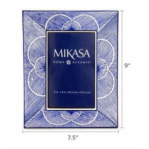 Mikasa Blue White Ceramic 4x6 Photo Frame 7.5x9 Home Accents Modern Decor Gifts